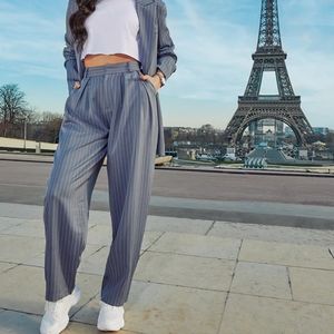 Grey Pinstripe Pants